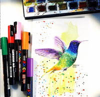 Image 2 of Hummingbird with watercolors 
