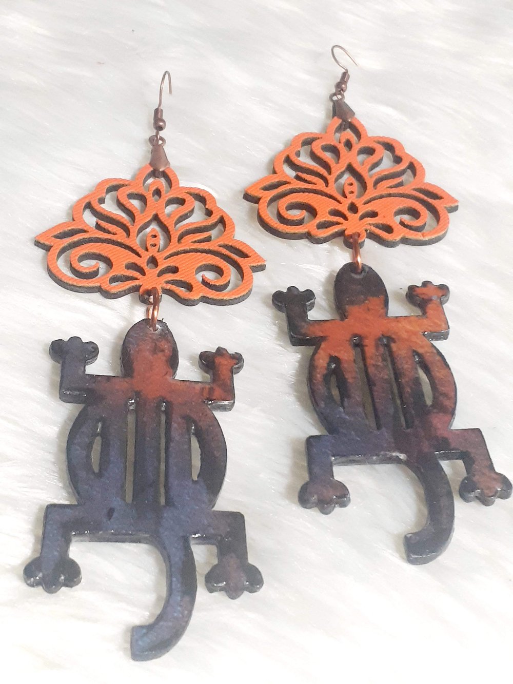 Image of Denkyem, West African designs, Trendy, Resin, Paper, Charm, Earring of the Day, Dangling  earrings