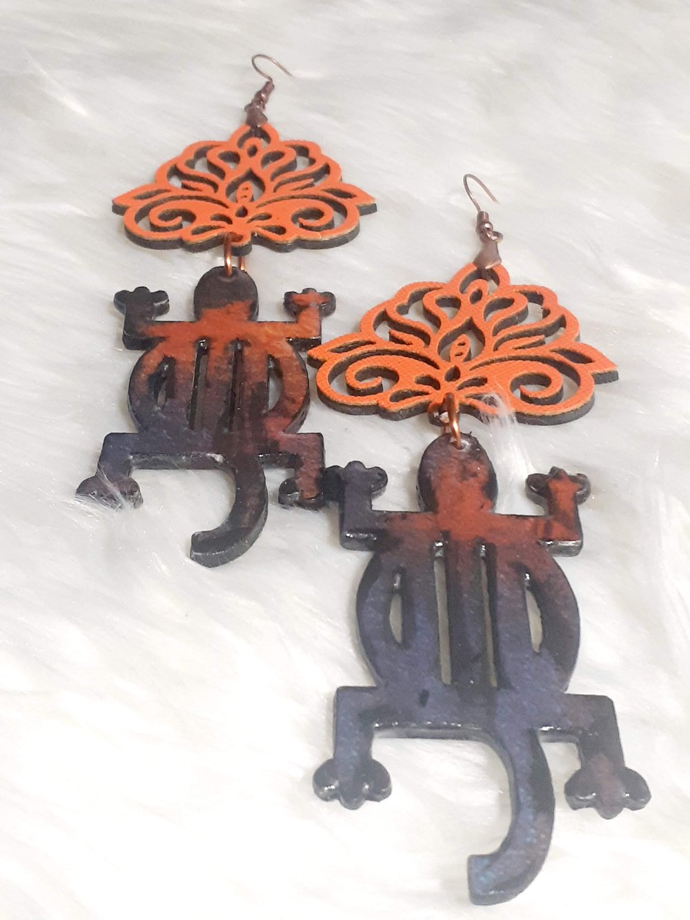 Image of Denkyem, West African designs, Trendy, Resin, Paper, Charm, Earring of the Day, Dangling  earrings