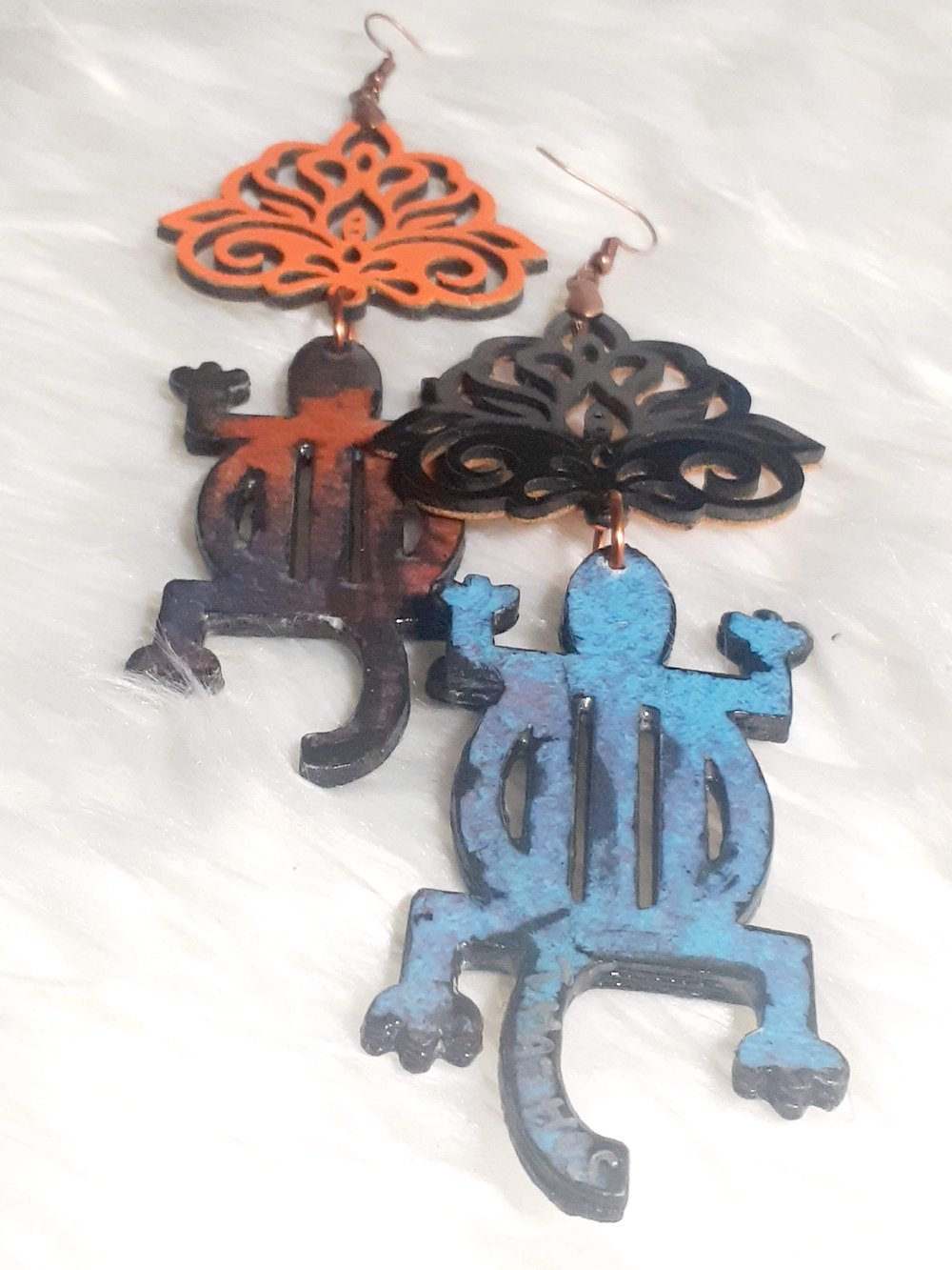 Image of Denkyem, West African designs, Trendy, Resin, Paper, Charm, Earring of the Day, Dangling  earrings
