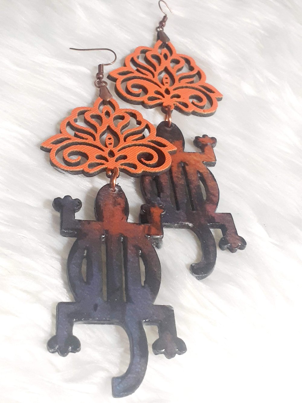 Image of Denkyem, West African designs, Trendy, Resin, Paper, Charm, Earring of the Day, Dangling  earrings