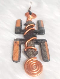 Image 5 of Nteasee, West African symbols, Orange and black, Black Culture, Wired custom dangling earrings