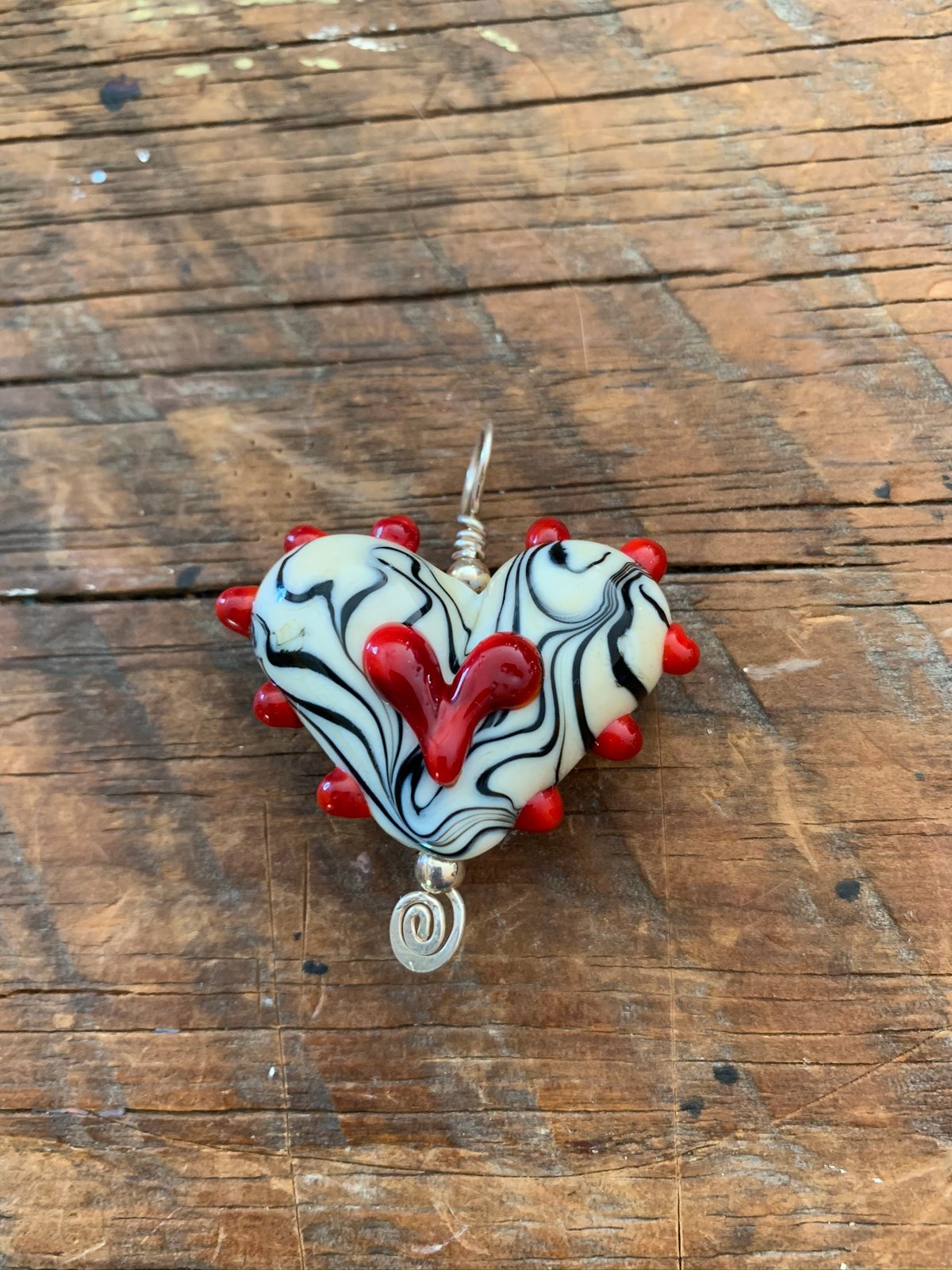 Image of Red Zebra Heart Pendant