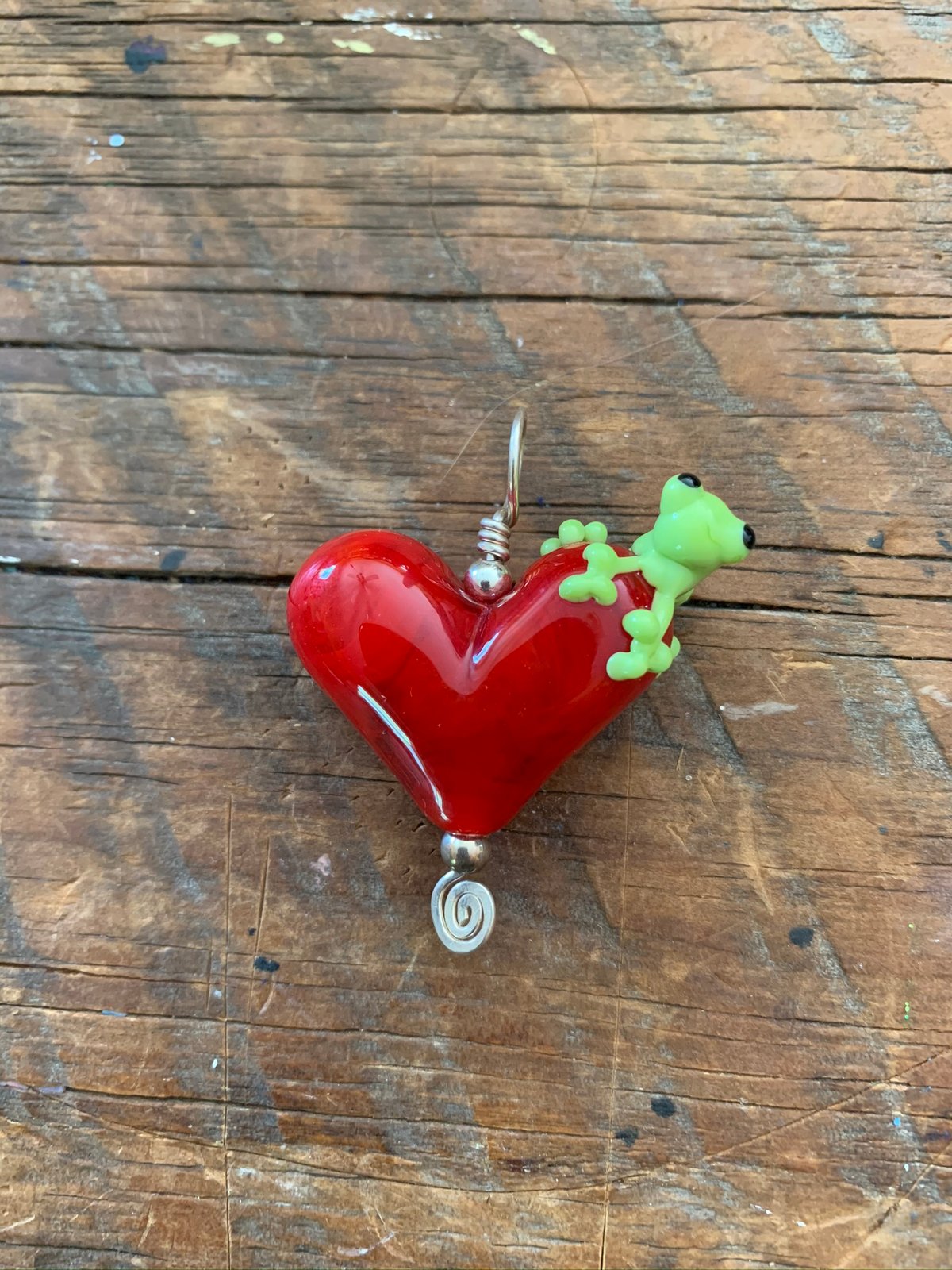 Image of Red Frog Heart Pendant