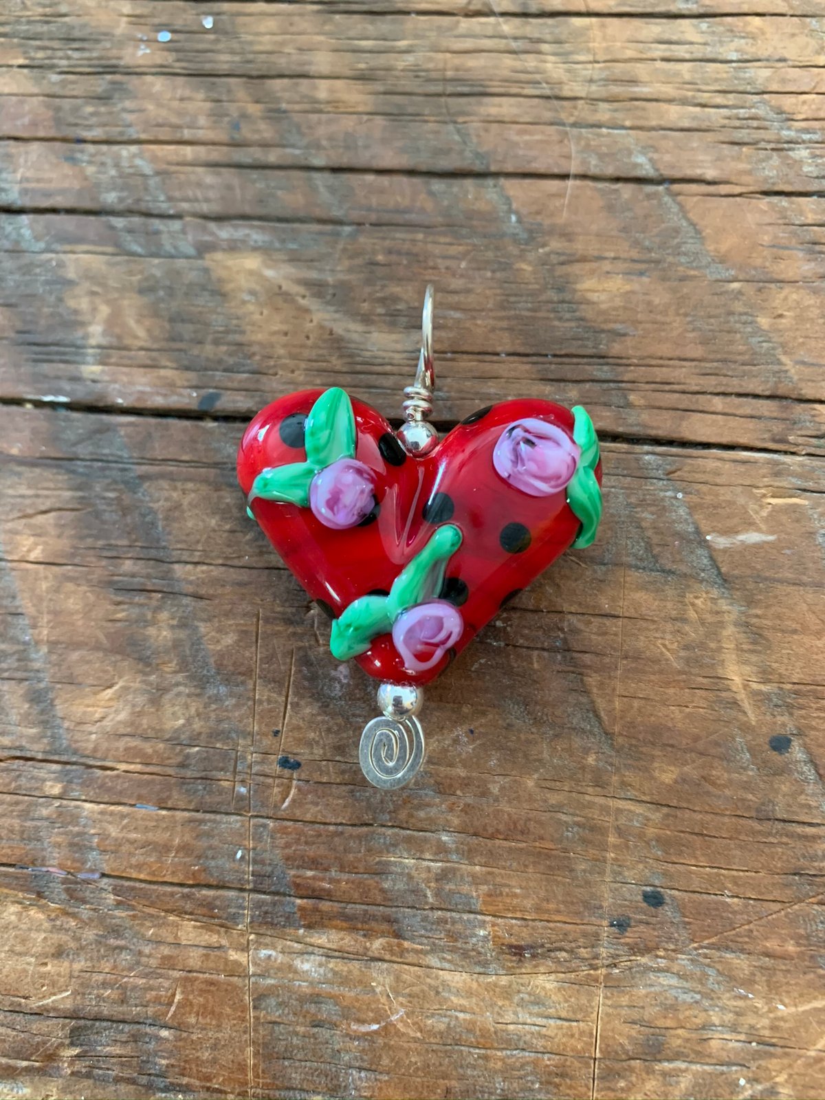 Image of Red Rosebud Heart Pendant