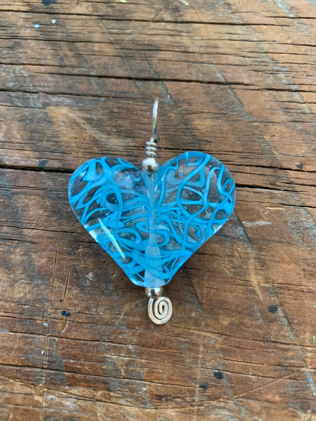 Image of Turquoise Ribbon Heart Pendant