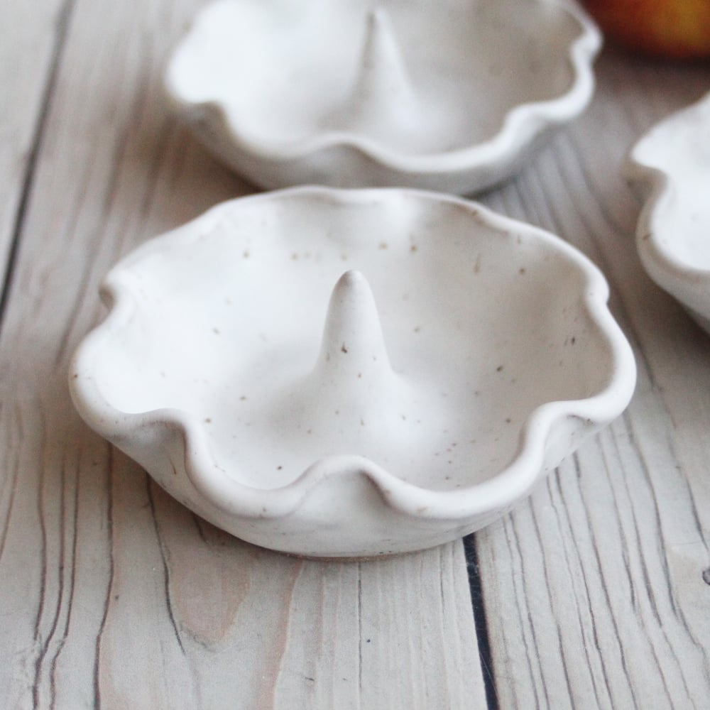 Pottery Scrub Brush Holder / Handmade Ceramic Ring Dish / Housewarming Gift  / White OR Speckled