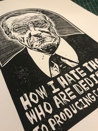 Image 3 of William Burroughs. Beat Writer. Handmade. Original A3. linocut print. Limited and Signed. Art.