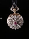 VICTORIAN FRENCH 18CT SILVER OLD CUT DIAMOND RUBY POCKET WATCH PENDANT