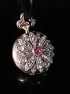 VICTORIAN FRENCH 18CT SILVER OLD CUT DIAMOND RUBY POCKET WATCH PENDANT