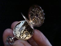 Image 4 of VICTORIAN FRENCH 18CT SILVER OLD CUT DIAMOND RUBY POCKET WATCH PENDANT