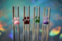 Image 1 of 4 Pack of Glass Straws with Designs 