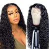 Human hair 4*4 front lace water wave wig