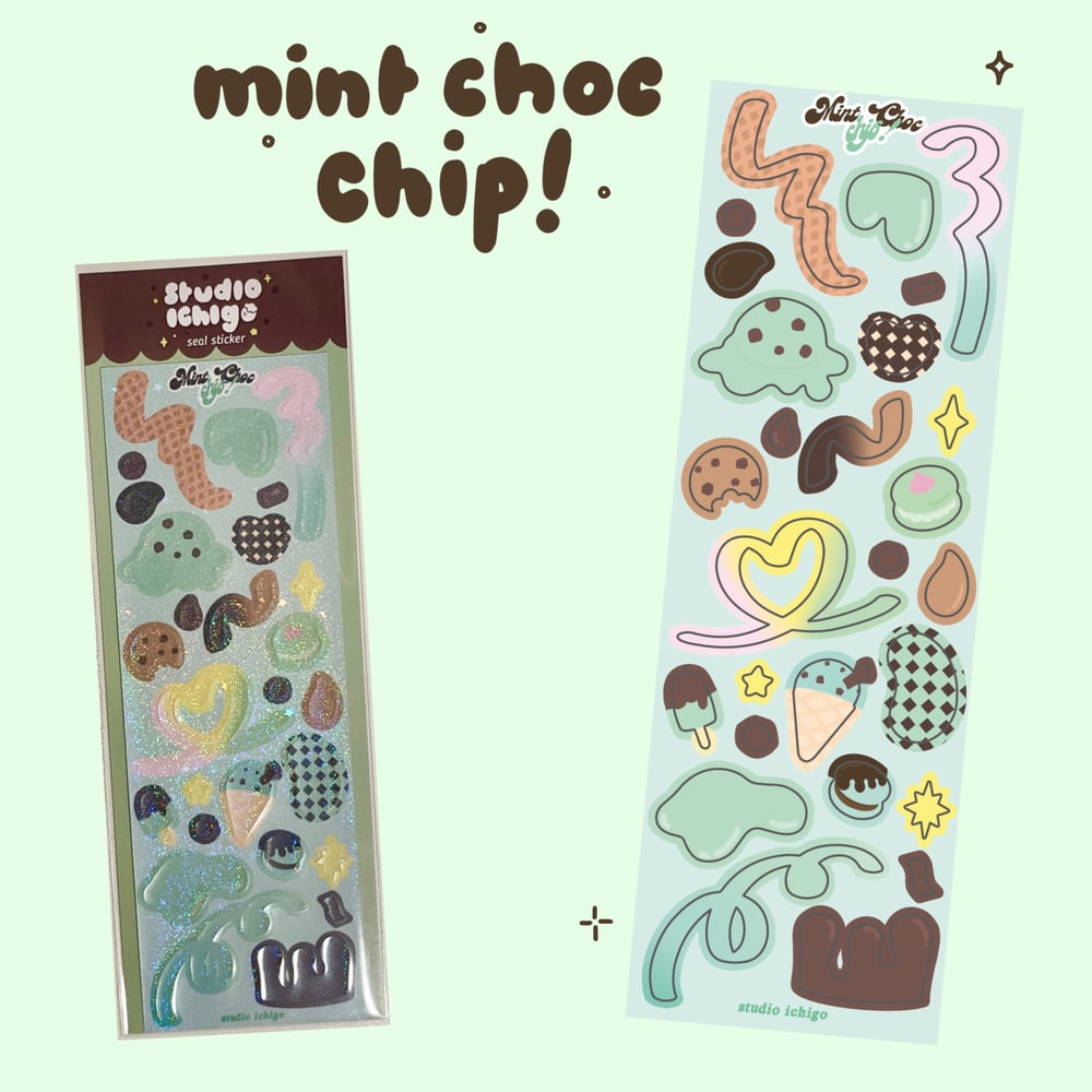 Image of Mint Choc Chip Seal Sticker Sheet