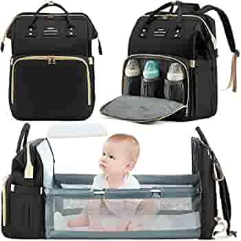 Image of Black Baby Crib Backpack - 3 in 1