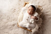 Image 1 of Footed Romper and Bonnet Set - WHITE