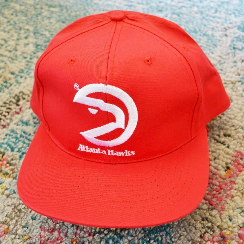 Image of Vintage 1990's Atlanta Hawks Drew Pearson Plain Logo Snapback Hat