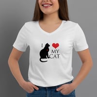 Image 1 of T-Shirt Donna V - I love my cat (Im022)