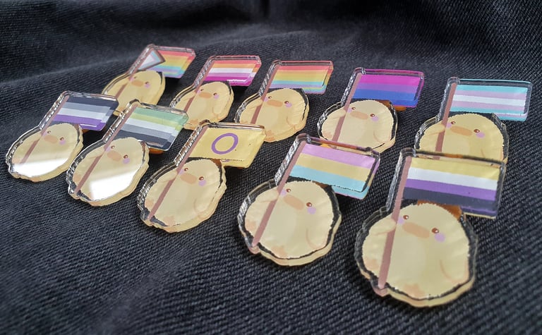 Bird Pride Flag 100% Recycled Acrylic Pin Image 3