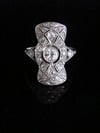 ORIGINAL ART DECO PLATINUM OLD TRANSITIONAL CUT DIAMOND PLAQUE 1.00CT RING