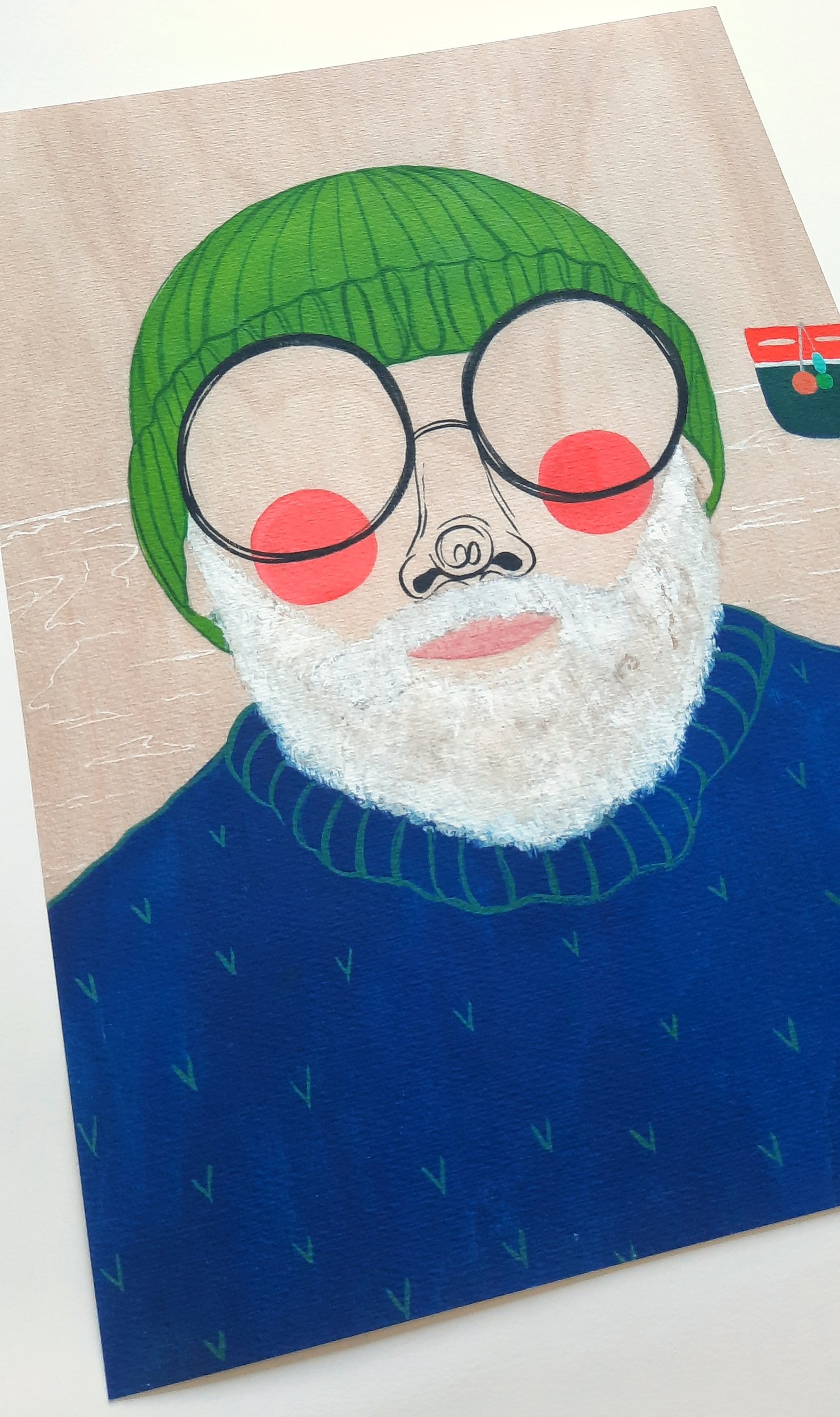 Image of Fisherman on Wood Print 