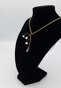 REAL Preserved Lily of the Valley Sprig Pendant w/ Swarovski Crystal Accent and Gold Vermeil Chain