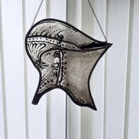 Medieval Frog-Mouth Helm - Stained Glass Lead Light - Suncatcher - 1 of 1.