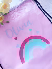 Image 1 of Rainbow & Hearts Personalised Drawstring Bag