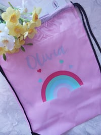 Image 2 of Rainbow & Hearts Personalised Drawstring Bag