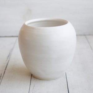 Image of Modern Matte White Vase, Simple Handcrafted Pottery Flower Vase Made in USA