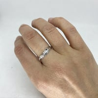 Image 4 of Hand Molded Cedar Leaf on a Sterling Silver Hammered Ring - Size 8