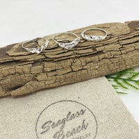 Image 2 of Hand Molded Cedar Leaf on a Sterling Silver Hammered Ring - Size 8