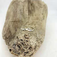 Image 1 of Hand Molded Cedar Leaf on a Sterling Silver Hammered Ring - Size 7.5