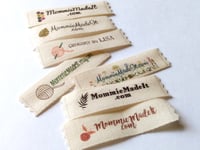 Image 1 of Organic Cotton Twill Ribbon Labels Customized with Your Text or Logo