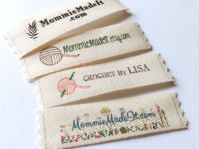 Organic Cotton Twill Ribbon Labels Customized with Your Text or Logo Image 3