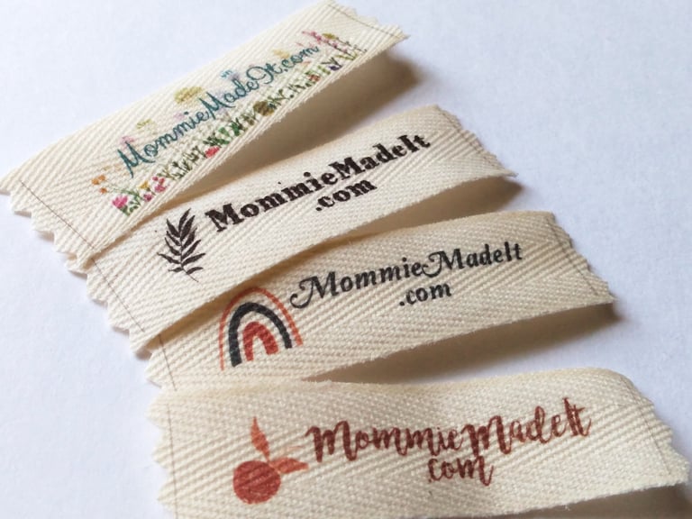 Organic Cotton Twill Ribbon Labels Customized with Your Text or Logo
