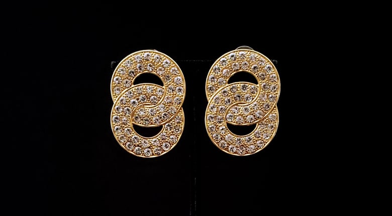 Image of Double Circle Rhinestone Earrings 