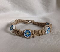 Image 1 of SALE - White and Blue Flower Hemp Bracelet