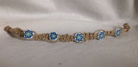 Image 2 of SALE - White and Blue Flower Hemp Bracelet