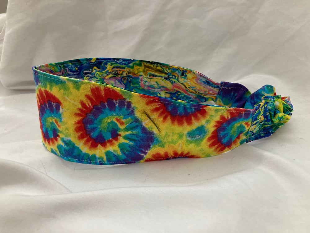 Image of SALE - Rainbow Tie Dye Reversible Headband