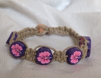 Image 1 of SALE - Pink and Purple Hibiscus Hemp Bracelet