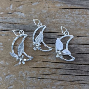 Image of Crescent floral moon pendants