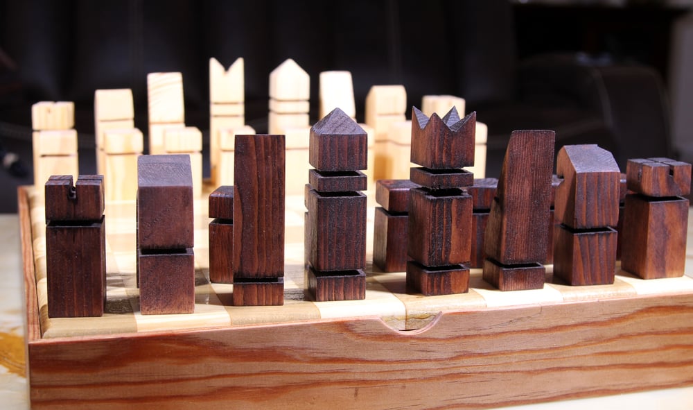 Custom Handcrafted Solid Wood Chessboard