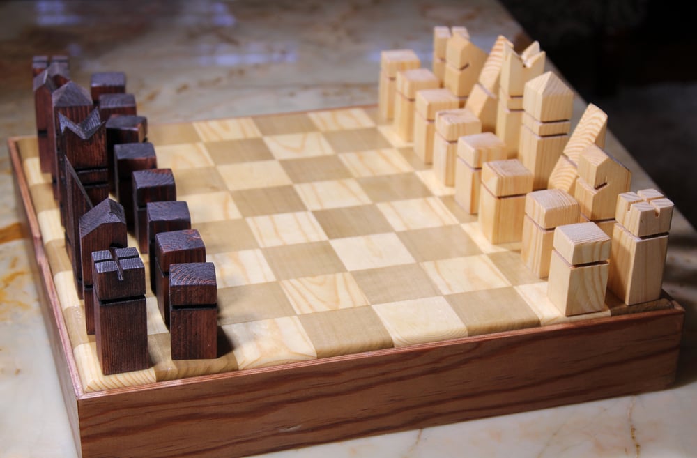 Custom Handcrafted Solid Wood Chessboard