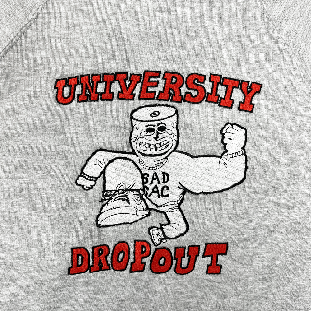 Image of “University Dropout” embroidered sweatshirt (Ash grey)