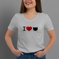 Image 2 of T-Shirt Donna V - I love my cat 2 (Nsl023)