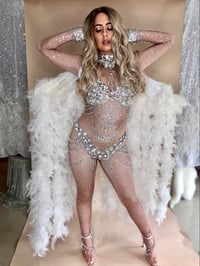 Image 1 of Angel Showgirl Crystal Costume with Rhinestones & Feather Wings | The Life of O’Reilly