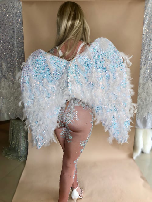 Image of Angel Iridescent Crystal Costume with Sequin Feather Wings