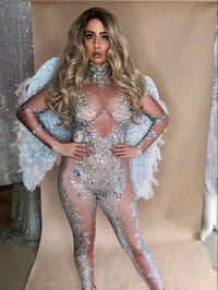 Image 4 of Angel Iridescent Crystal Costume with Sequin Feather Wings