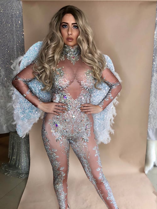 Image of Angel Iridescent Crystal Costume with Sequin Feather Wings